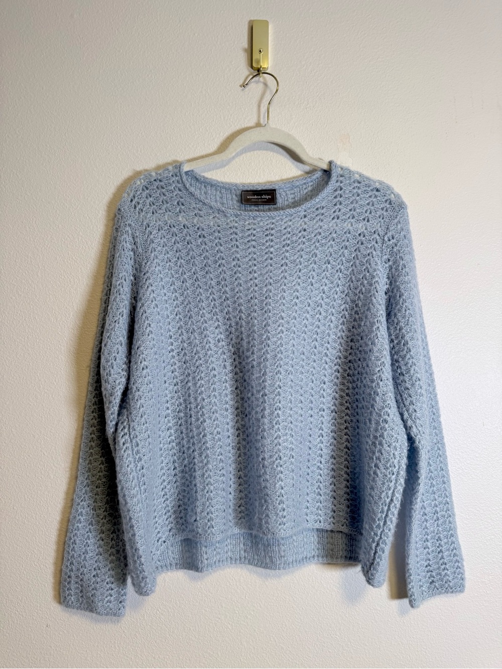 Wooden Ships light Blue Open Knit Sweater Sz S/M